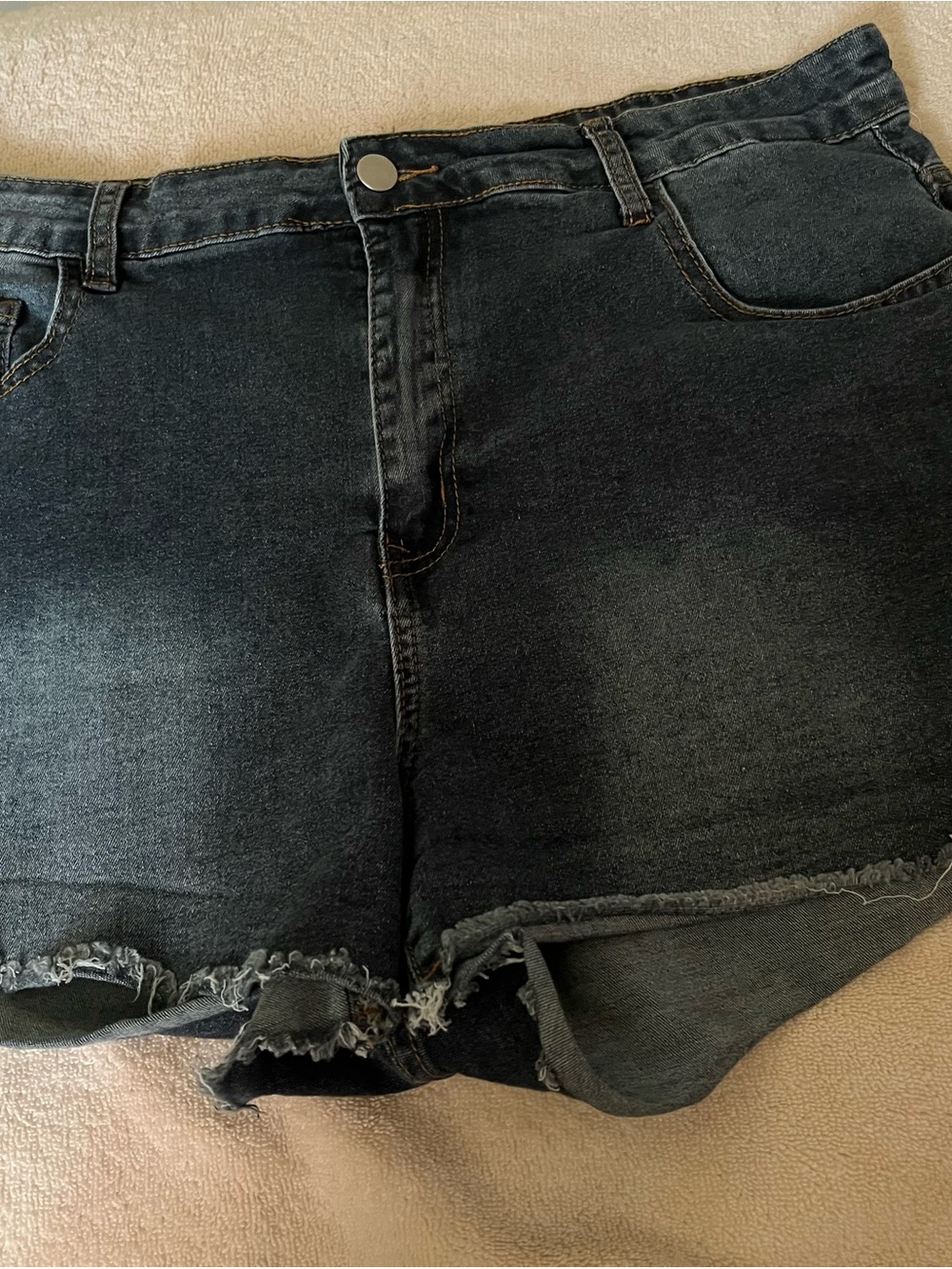 Shein EZwear Plus size star embroidery raw edge hem denim shorts 2XL